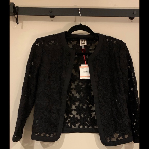 anne klein broderie cropped lace cardigan